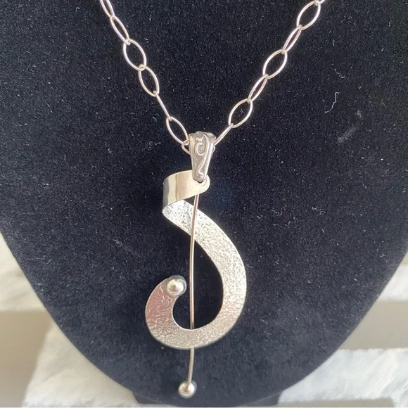 Vintage Modernist .925 Sterling Necklace - Picture 3 of 13